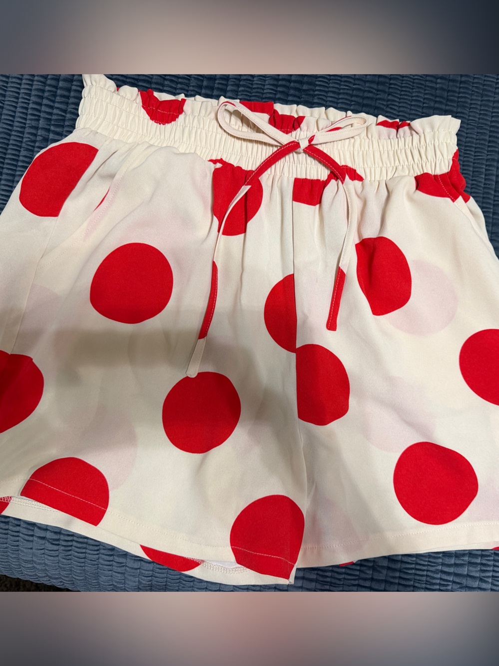 ODDY White Shorts with Red Polka Dots